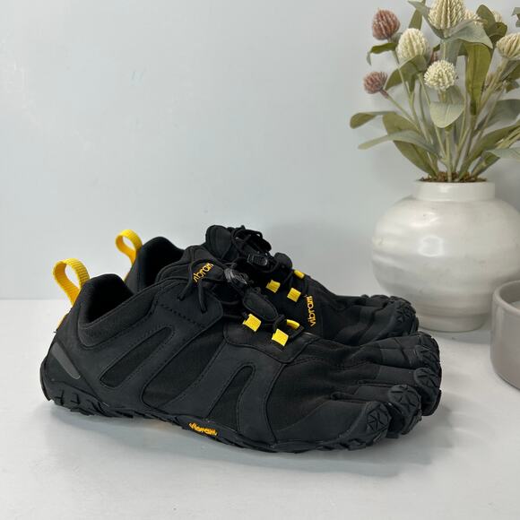 Vibram Fivefingers V-Alpha Trail Running Shoes Black/Yellow Men's 8-8.5 NWOB - Picture 1 of 9